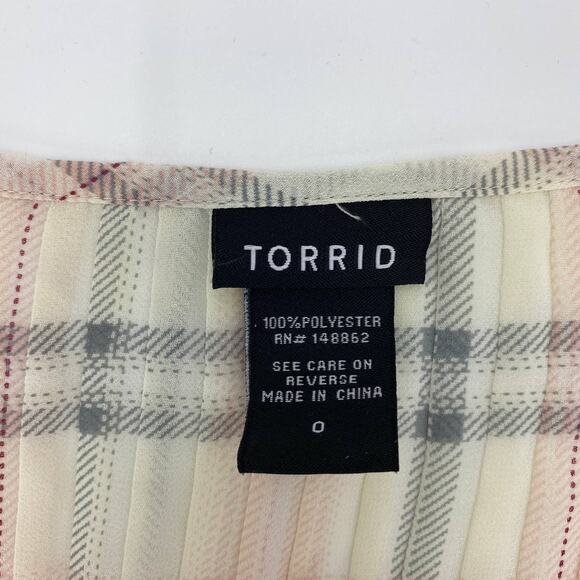 TORRID Shirt Plaid Semi Sheer Chiffon Layering Pastel Blouse Women Sz 0X US L - Picture 4 of 7
